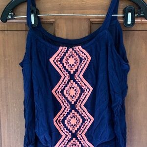 SequinHearts girls navy blue & coral romper